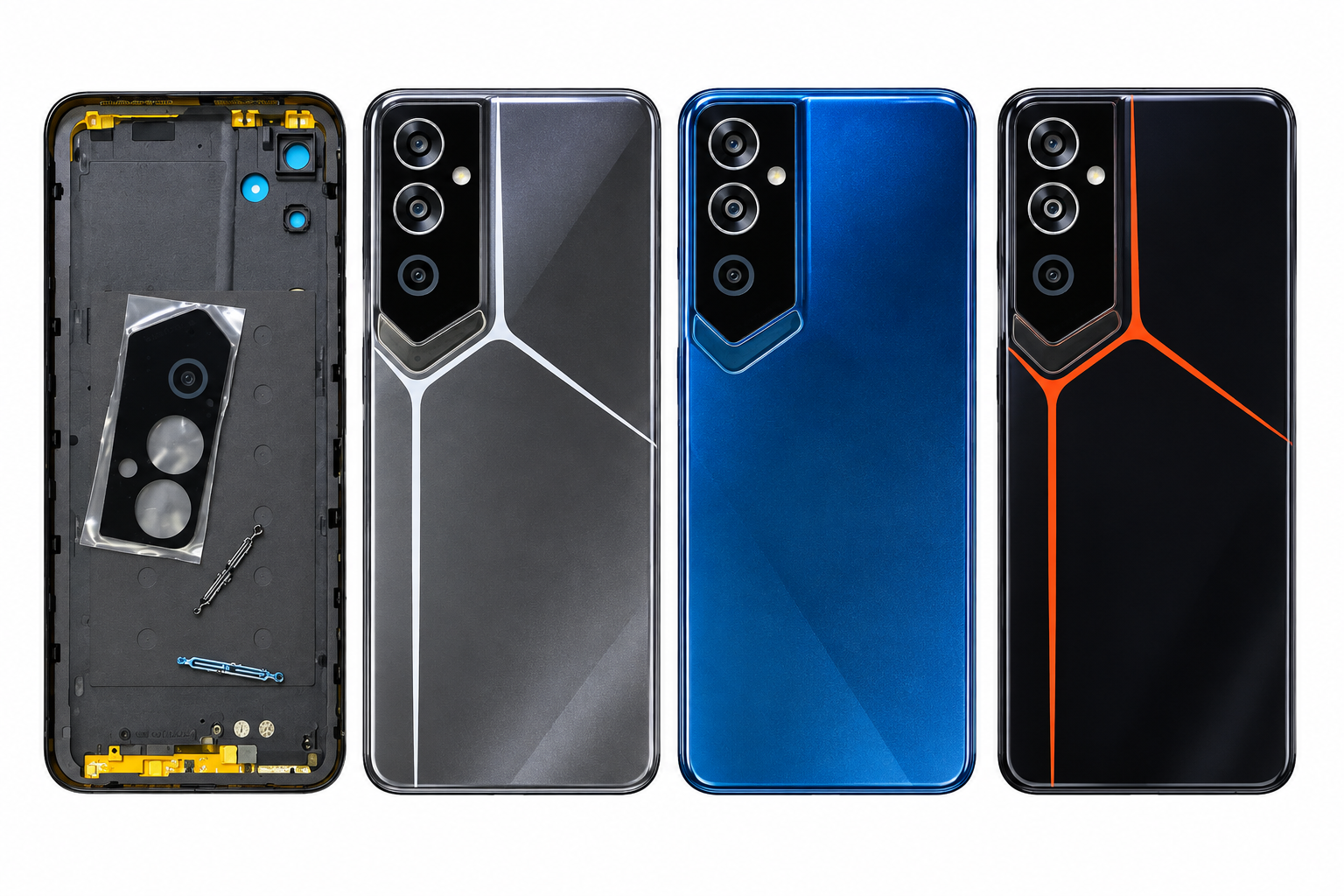 Compatible Replacement for Tecno Pova Neo 2 4G Back Panel – Black, Grey & Blue